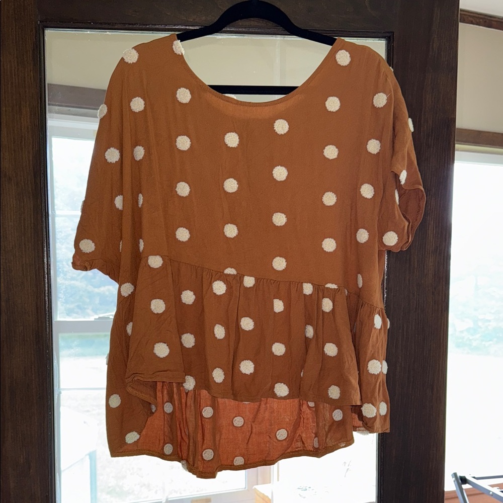 Polka Dot Women's Top - Brown and White